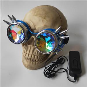 Steampunk Luminous Light Kaleidoscope Glasses Metallic Rivet Masquerade Party Goggles MS19724