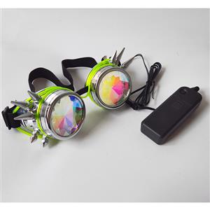 Steampunk Luminous Light Kaleidoscope Glasses Metallic Rivet Masquerade Party Goggles MS19725