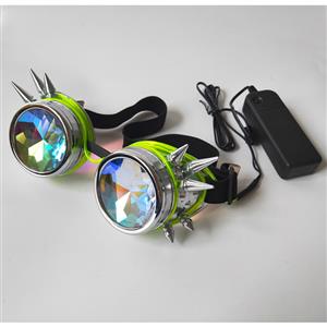 Steampunk Luminous Light Kaleidoscope Glasses Metallic Rivet Masquerade Party Goggles MS19725