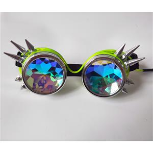 Steampunk Luminous Light Kaleidoscope Glasses Metallic Rivet Masquerade Party Goggles MS19725