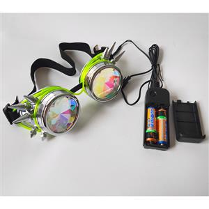 Steampunk Luminous Light Kaleidoscope Glasses Metallic Rivet Masquerade Party Goggles MS19725
