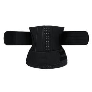 Unisex Black Neoprene Velcro Sports Waist Trainers Gym Steel Bones Body Shaper Belt N20540