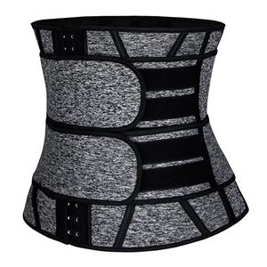 Unisex Grey Neoprene Velcro Sports Waist Trainers Gym Steel Bones Body Shaper Belt N20550