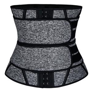 Unisex Grey Neoprene Velcro Sports Waist Trainers Gym Steel Bones Body Shaper Belt N20550