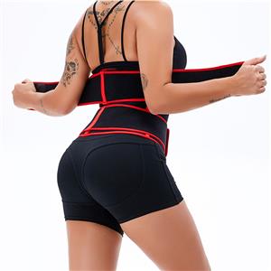 Unisex Black Neoprene Velcro Waist Trainer Body Shaper Sports Waistband N20875