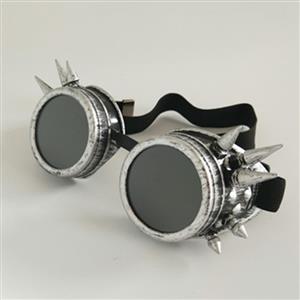Steampunk Antique Silver Metallic Rivet Masquerade Party Accessory Glasses Goggles MS19734