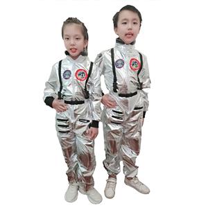 Unisex Silver One-piece Kids Astronaut Space Suit Costume Cosplay Jumpsuit N20491