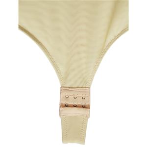 Sexy Beige V Neck Spaghetti Straps Plus Size Bodysuit Slimmer Shapewear N15266