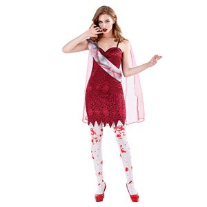 3pcs Gothic Red Ghost Sling Skirt Adult Vampire Cosplay Halloween Costume N19475