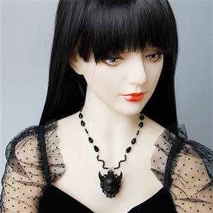 Gothic Style Black Devil Choker Bead Pendant Necklace J19697