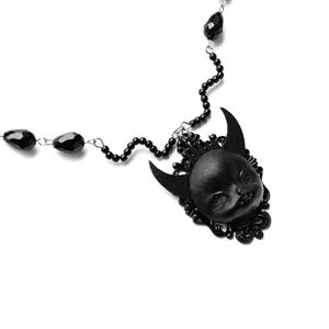 Gothic Style Black Devil Choker Bead Pendant Necklace J19697