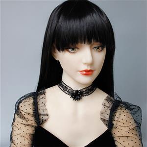 Victorian Gothic Black Sheer Lace Choker Beads Embellished Necklace J19698