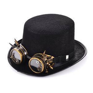 Fancy Masquerade Party Costume Hat, Steampunk Cosplay Costume Hat, Retro Fascinator Fancy Ball Top Hat, Vintage Industrial Style Vampire Costume Hat, Fashion Party Costume Hat Accessory, Fancy Victorian Gothic Fascinator, Gothic Style Costume Hat, #J19528