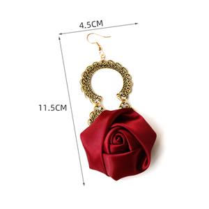 Victorian Red Rose Pendant Christmas Party Accessory Earrings J19989