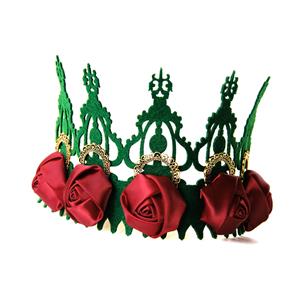 Victorian Red Rose Queen Tiara Headband Christmas Party Accessory Headwear J19990