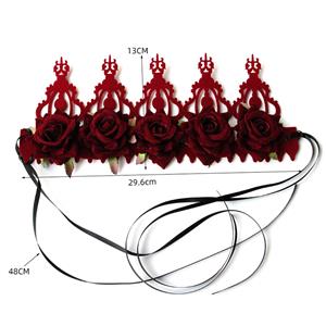 Victorian Red Rose Queen Tiara Headband Christmas Party Accessory Headwear J19992