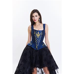 Victoria Gothic Steel Bone Brocade Embroidery Shoulder Strap Tank Overbust Corset N14112