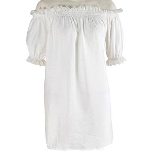 Sexy Peasant Ruffle Off Shoulder Blouse N11857