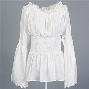 Victorian Peasant Ruffle Off Shoulder Lace Blouse Top Tunic N11850