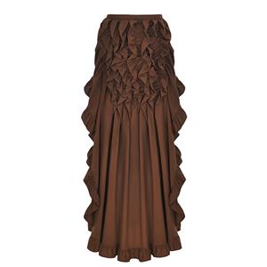 Retro Gothic Multi-layered Mesh and Ruffle Asymmetrical Hemline Open Silhouette Tiered Skirt N18946