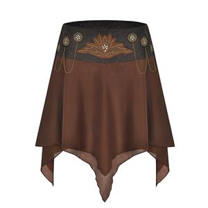 Steampunk Skirt, Gothic Cosplay Skirt, Halloween Costume Skirt, Pirate Costume, Elastic Skirt, Short Front Skirt, Gothic Multi-layered Skirt, #N19019