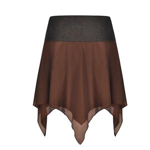 Retro Steampunk Embroidered and Chains Detail Multi-layered Asymmetrical Hemline Skirt N19019