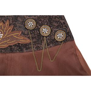 Retro Steampunk Embroidered and Chains Detail Multi-layered Asymmetrical Hemline Skirt N19019