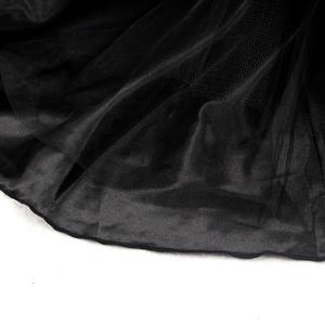 Victorian Gothic Black Elastic High-low Organza Skirt N14104