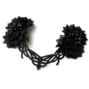 Victorian Gothic Black Flower Queen Hair Clip Anime Cosplay Party Accessory Headband J20104