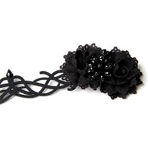 Victorian Gothic Black Flower Queen Hair Clip Anime Cosplay Party Accessory Headband J20104