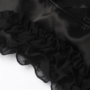 Gothic Chiffon Off-Shoulder Long Sleeve Top with Lace Trim and Lace-Up Details - Dark Romantic Style N23750