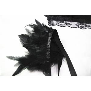 2Pcs Victorian Gothic Black Feather Collar Scarf And Shoulder Armor Corset Accessories N20196