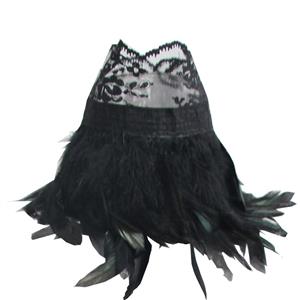 2Pcs Victorian Gothic Black Feather Collar Scarf And Shoulder Armor Corset Accessories N20196