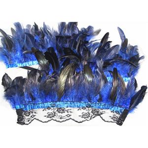 Victorian Gothic Blue Feather Collar Scarf And Shoulder Armor Corset Accessories N20020