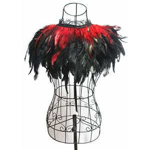 Victorian Gothic Red Feather Cloak One-piece Lace-up Shawl Corset Accessories N20201