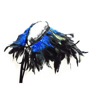 Victorian Gothic Blue Feather Cloak One-piece Lace-up Shawl Corset Accessories N20202