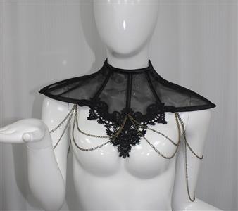 Victorian choker, Gothic lace necklace, Halloween collar accessory, Black mesh choker, Vintage costume jewelry, Steampunk neckpiece, Adjustable gothic choker, Antique chain necklace, Cosplay gothic accessory, Dramatic party wear #N23789
