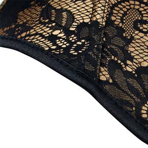 Victorian Gothic Off Shoulder Black Floral Lace Waist Cincher Boned Overbust Corset N18261