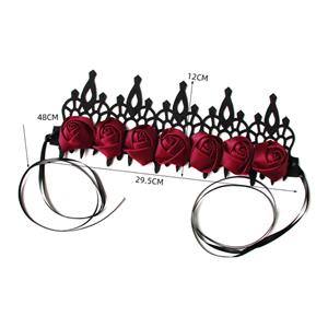 Victorian Gothic Red Rose Queen Tiara Hairband Cosplay Party Accessory J19692