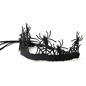 Victorian Gothic Black Spider and Web Queen Tiara Hairband Party Accessory J19682