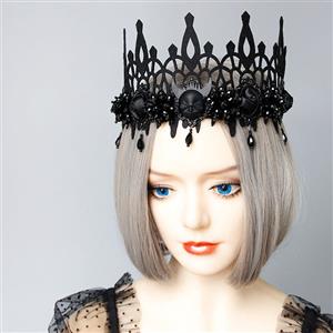 Victorian Gothic Black Devil and Rose Queen Tiara Hairband Party Accessory J19691