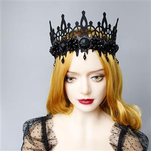 Victorian Gothic Black Devil and Rose Queen Tiara Hairband Party Accessory J19691