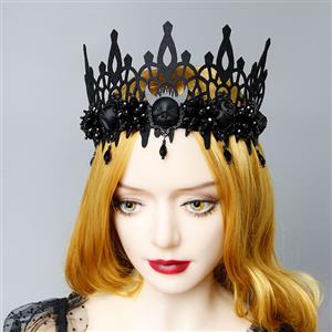 Victorian Gothic Black Devil and Rose Queen Tiara Hairband Party Accessory J19691