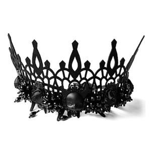 Victorian Gothic Black Devil and Rose Queen Tiara Hairband Party Accessory J19691