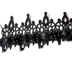 Victorian Gothic Black Devil and Rose Queen Tiara Hairband Party Accessory J19691