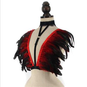 Victorian Gothic Red Feather Adjustable Spaghetti Straps Shawl Accessories N23415