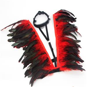 Victorian Gothic Red Feather Adjustable Spaghetti Straps Shawl Accessories N23415