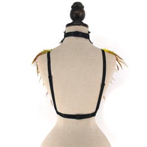 Victorian Gothic Yellow Feather Adjustable Spaghetti Straps Shawl Accessories N23417