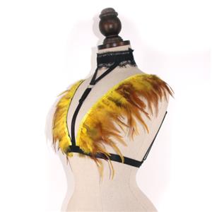 Victorian Gothic Yellow Feather Adjustable Spaghetti Straps Shawl Accessories N23417
