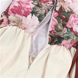 Women's Renaissance Revival Victorian-Inspired Fairy Witch Dress with Floral Bodice and Elegant Sleeve N23723